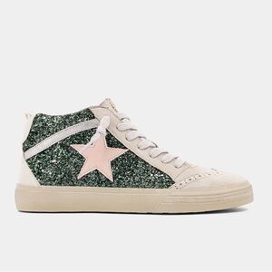 ShuShop PAULINA mid high sneakers steel glitter pink star size 6